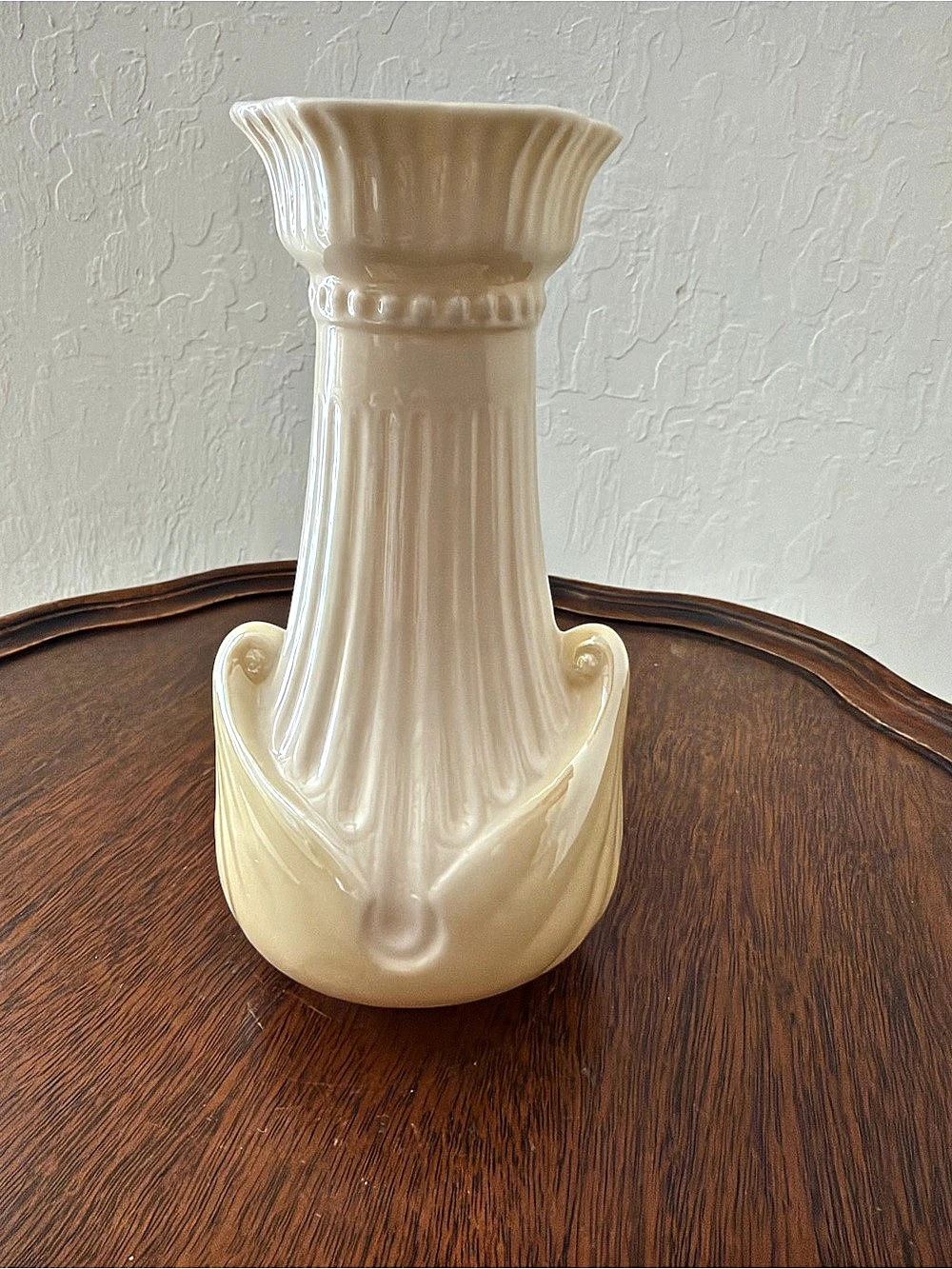 Belleek Fluted Column Vase Reg No 0857 Cream